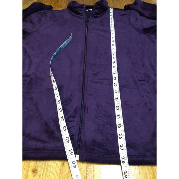 Purple Velour Zipper Jacket Pants Suit Set Casual Soft Tracksuit Luxe Size L - Picture 7 of 11